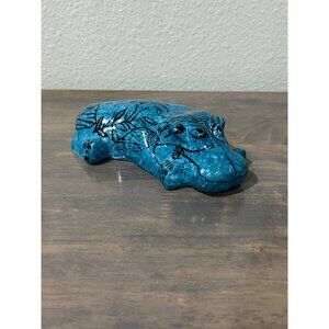 RARE Furstenberg Germany Porcelain Hippopotamus Hippo Figurine Blue Bimini Hand